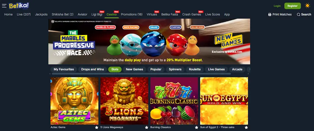 Betika Casino Games Screenshot